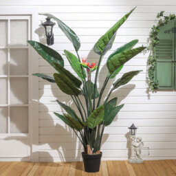Living And Home Artificial Plant Fake Potted Bird Of Paradise Palm Tree In Black Pot 180 Cm - thumbnail 1