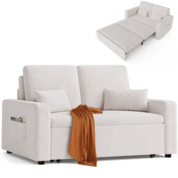 Bealife 2 Seater Sofa Bed Pull Out Sleeper Convertible Fabric Sofa Chair - thumbnail 3