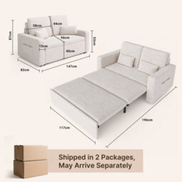 Bealife 2 Seater Sofa Bed Pull Out Sleeper Convertible Fabric Sofa Chair - thumbnail 7