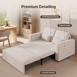 Bealife 2 Seater Sofa Bed Pull Out Sleeper Convertible Fabric Sofa Chair - thumbnail 6