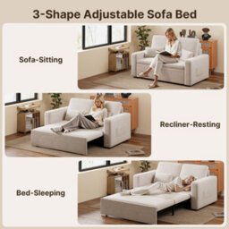 Bealife 2 Seater Sofa Bed Pull Out Sleeper Convertible Fabric Sofa Chair - thumbnail 4