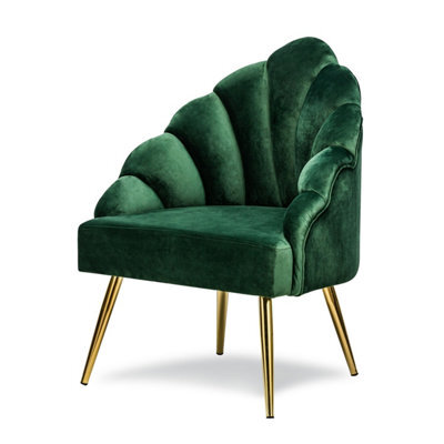 Nordlys Retro Metal And Green Velvet Lounge Chair Vintage Style Living Room