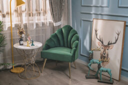 Nordlys Retro Metal And Green Velvet Lounge Chair Vintage Style Living Room - thumbnail 3