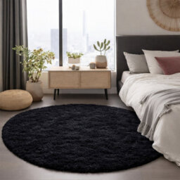 Aspire Homeware Non-Slip Black Shaggy Rug Soft Fluffy Washable, Round Living Area And Bedroom Rug, (L)120Cm X (W)120Cm - thumbnail 7