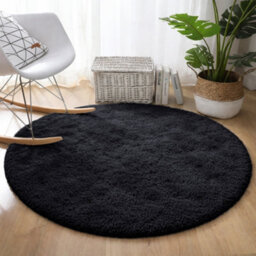 Aspire Homeware Non-Slip Black Shaggy Rug Soft Fluffy Washable, Round Living Area And Bedroom Rug, (L)120Cm X (W)120Cm - thumbnail 6