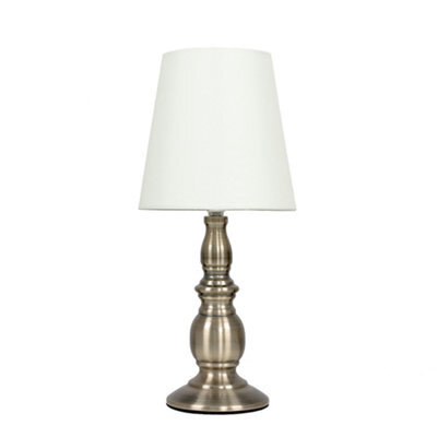 Valuelights Sierra Traditional Antique Brass Touch Table Lamp With Cream Shade - image 1