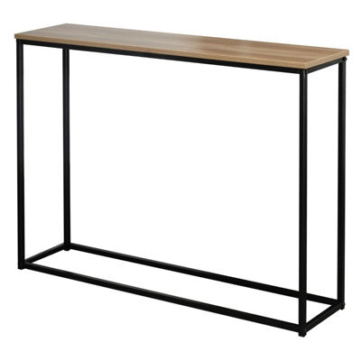 Urbn-Living Urbnliving Height 75.5Cm Wooden Free Standing Hallway Colour Oak Console Table Living Room Shelf Display Metal Legs - image 1