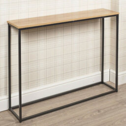 Urbn-Living Urbnliving Height 75.5Cm Wooden Free Standing Hallway Colour Oak Console Table Living Room Shelf Display Metal Legs - thumbnail 2