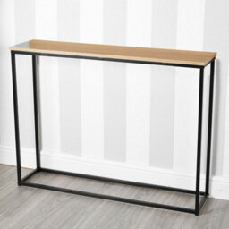 Urbn-Living Urbnliving Height 75.5Cm Wooden Free Standing Hallway Colour Oak Console Table Living Room Shelf Display Metal Legs - thumbnail 3