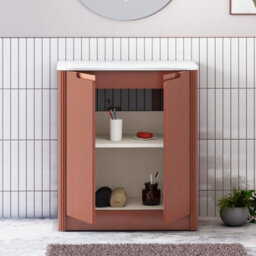 Royal Bathrooms Avenza 800mm Terracotta Clay Floor Standing Bathroom Vanity Unit 2 Door Carrara White Undrilled Worktop & No Basin - thumbnail 5