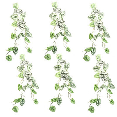 Leaf 6 X 120Cm Artificial Hanging Trailing Plant Alocasia Dragon Scale Light - image 1