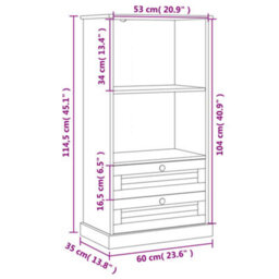 Vidaxl Bookcase Vigo Grey 60X35X114.5 Cm Solid Wood Pine - thumbnail 3