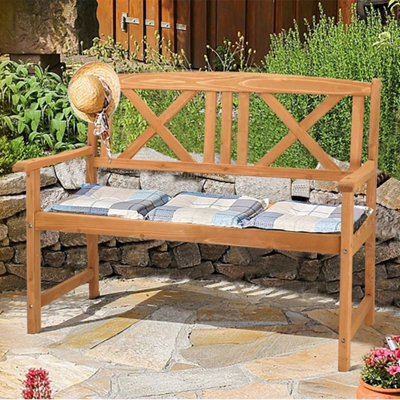 2-Person Hardwood Bench Classic Wooden Garden Patio Outdoor Furniture Indoor - image 1