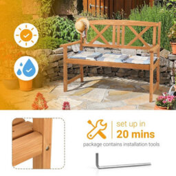 2-Person Hardwood Bench Classic Wooden Garden Patio Outdoor Furniture Indoor - thumbnail 4