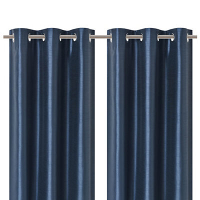 Morea Blue Plain Woven Lined Eyelet Curtain (W)167Cm (L)228Cm, Pair - image 1