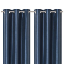 Morea Blue Plain Woven Lined Eyelet Curtain (W)167Cm (L)228Cm, Pair - thumbnail 1