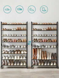 Songmics Shoe Rack, 8-Tier Stackable Shoe Storage Shelf, Metal Shoe Organiser With Adjustable Flat Or Angled Shelves - thumbnail 8