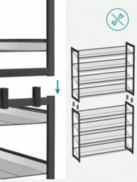 Songmics Shoe Rack, 8-Tier Stackable Shoe Storage Shelf, Metal Shoe Organiser With Adjustable Flat Or Angled Shelves - thumbnail 6