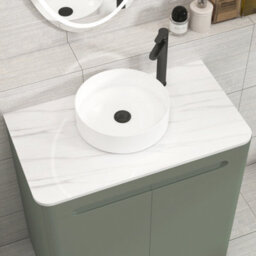 Royal Bathrooms Venice 800mm Sage Green Freestanding Vanity Unit 2 Door With Carrara White Undrilled Worktop & Without Basin - thumbnail 6