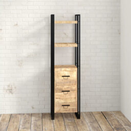 Kingwood Upcycled Industrial Metal And Wood 3 Drawers Slim Bookcase - thumbnail 8