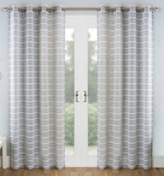 Tyrone Textiles Pair Of Antigua Grey Chenille Striped Single Voile Panels With Eyelet Header 229Cms - thumbnail 5