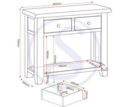 Seconique Windsor 2 Drawer Console Table Ivory With Oak Top Fully Assembled Solid Wood Hall Table - thumbnail 3