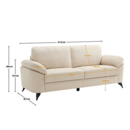 More4Homes Malmo 3 Seater Sofa Modern Scandi Style Fabric Living Room Sofa (Beige) - thumbnail 8