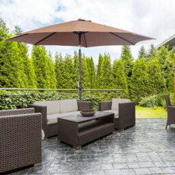 Outsunny 3(M) Patio Umbrella Outdoor Sunshade Canopy W/ Tilt & Crank Coffee - thumbnail 1