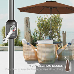 Outsunny 3(M) Patio Umbrella Outdoor Sunshade Canopy W/ Tilt & Crank Coffee - thumbnail 6