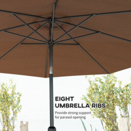 Outsunny 3(M) Patio Umbrella Outdoor Sunshade Canopy W/ Tilt & Crank Coffee - thumbnail 7