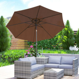 Outsunny 3(M) Patio Umbrella Outdoor Sunshade Canopy W/ Tilt & Crank Coffee - thumbnail 9
