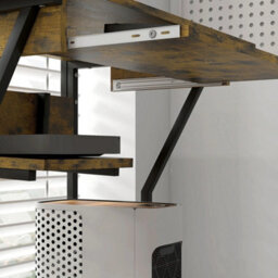 Brown Rolling Computer Desk With Keyboard Tray Storage Shelves - thumbnail 3