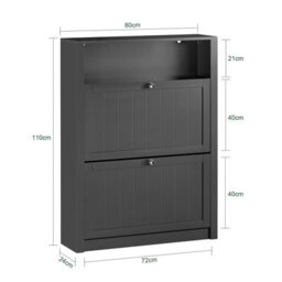 Sobuy Fsr87-Sch, Shoe Cabinet Shoe Rack Shoe Storage Cupboard Organizer Unit, Black,w80Xd24Xh110 - thumbnail 3