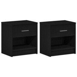 Berkfield Bedside Cabinets 2 Pcs With Drawer Black 39X28X41 Cm - thumbnail 2