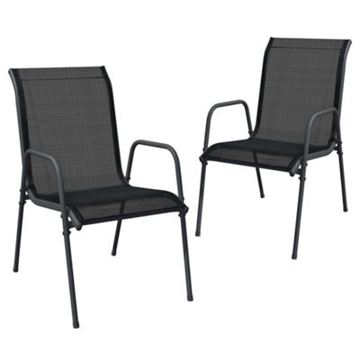 Vidaxl Garden Chairs 2 Pcs Steel And Textilene Black - image 1