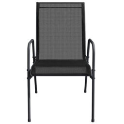 Vidaxl Garden Chairs 2 Pcs Steel And Textilene Black - thumbnail 4
