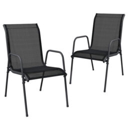 Vidaxl Garden Chairs 2 Pcs Steel And Textilene Black - thumbnail 2