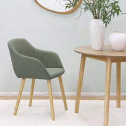 Luciano  Upholstered Armchair In Premium Textured Linen Green - thumbnail 2