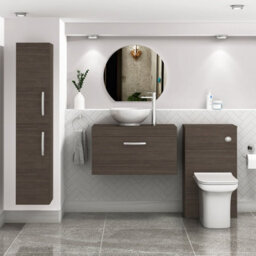 Royal Bathrooms Turin 800mm Grey Elm 1-Drawer Wall Hung Unit & 440mm Round Countertop Basin - thumbnail 2