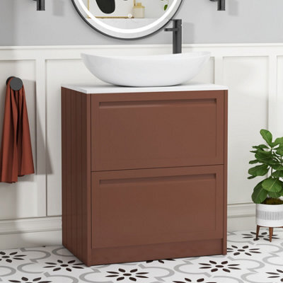 Royal Bathrooms Royal Bathroom Elmore 700mm Terracotta Clay Freestanding Countertop Bathroom Vanity Unit 2 Drawer With Cesar Basin - image 1