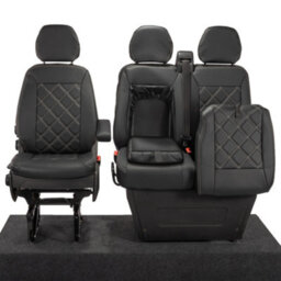 Uk Custom Covers Iveco Daily 2014-2022 Black Front Leatherette Seat Covers - Double Diamond Bentley Stitch - thumbnail 9