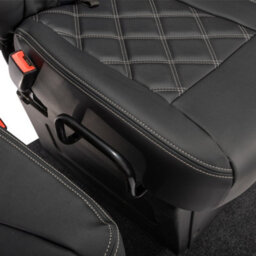 Uk Custom Covers Iveco Daily 2014-2022 Black Front Leatherette Seat Covers - Double Diamond Bentley Stitch - thumbnail 8