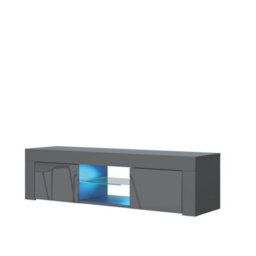 Tv Unit Loom 130Cm - Dark Grey With Gloss Doors And Led Lights - thumbnail 8