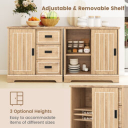 Gainoom Farmhouse Oak Sideboard Buffet Cabinet Kitchen Storage Cabinet - thumbnail 8