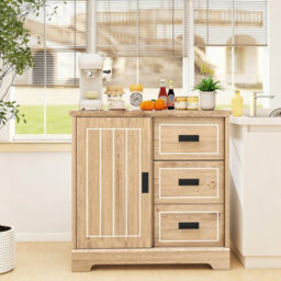 Gainoom Farmhouse Oak Sideboard Buffet Cabinet Kitchen Storage Cabinet - thumbnail 4