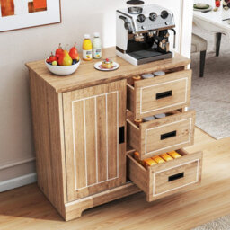 Gainoom Farmhouse Oak Sideboard Buffet Cabinet Kitchen Storage Cabinet - thumbnail 3