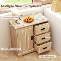 Gainoom Farmhouse Oak Sideboard Buffet Cabinet Kitchen Storage Cabinet - thumbnail 6