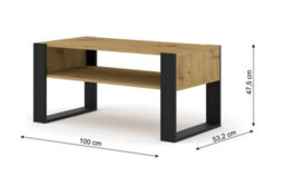 Arte Mondi Coffee Table Rectangle In Oak Artisan W1000mm X H480mm X D530mm - thumbnail 2