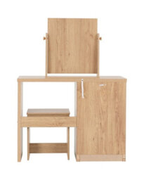 Seconique Seville 3 Drawer Dressing Table Set White High Gloss/light Oak Effect Veneer - thumbnail 6