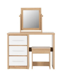 Seconique Seville 3 Drawer Dressing Table Set White High Gloss/light Oak Effect Veneer - thumbnail 5